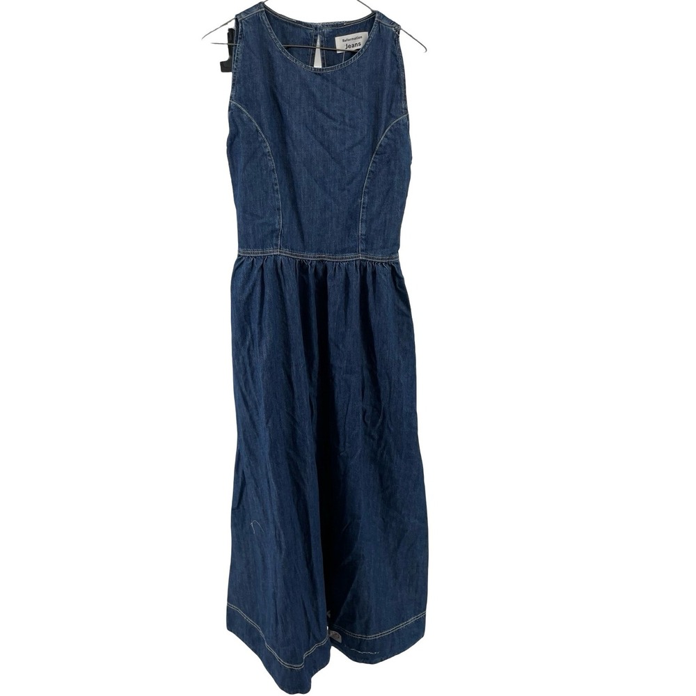 Reformation Women's Dress Pippa Denim Midi Blue Cotton Size 4